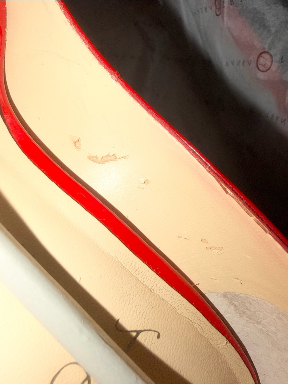 Red Patent Leather Open-Toe Pumps, glossy shine, size 9 - Picture 13 of 13